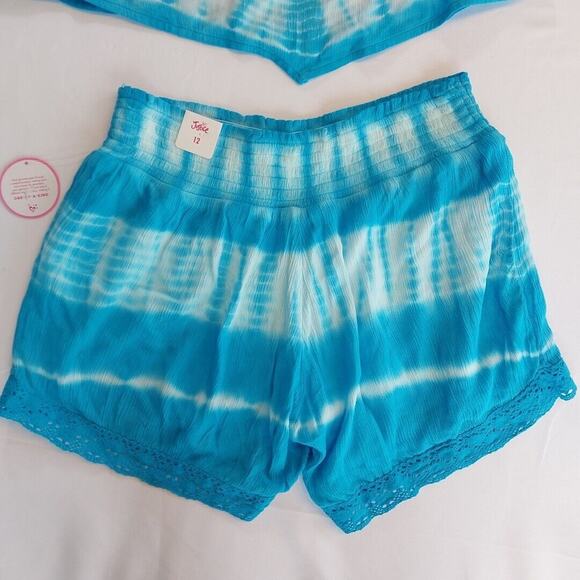 Justice Girls Tie Dye Shorts and tank Set blue and white Size 12 - Picture 5 of 6